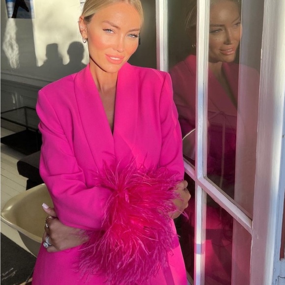 Zara Sold Out Blogger Pink Feather Blazer - NEW - Picture 4 of 8
